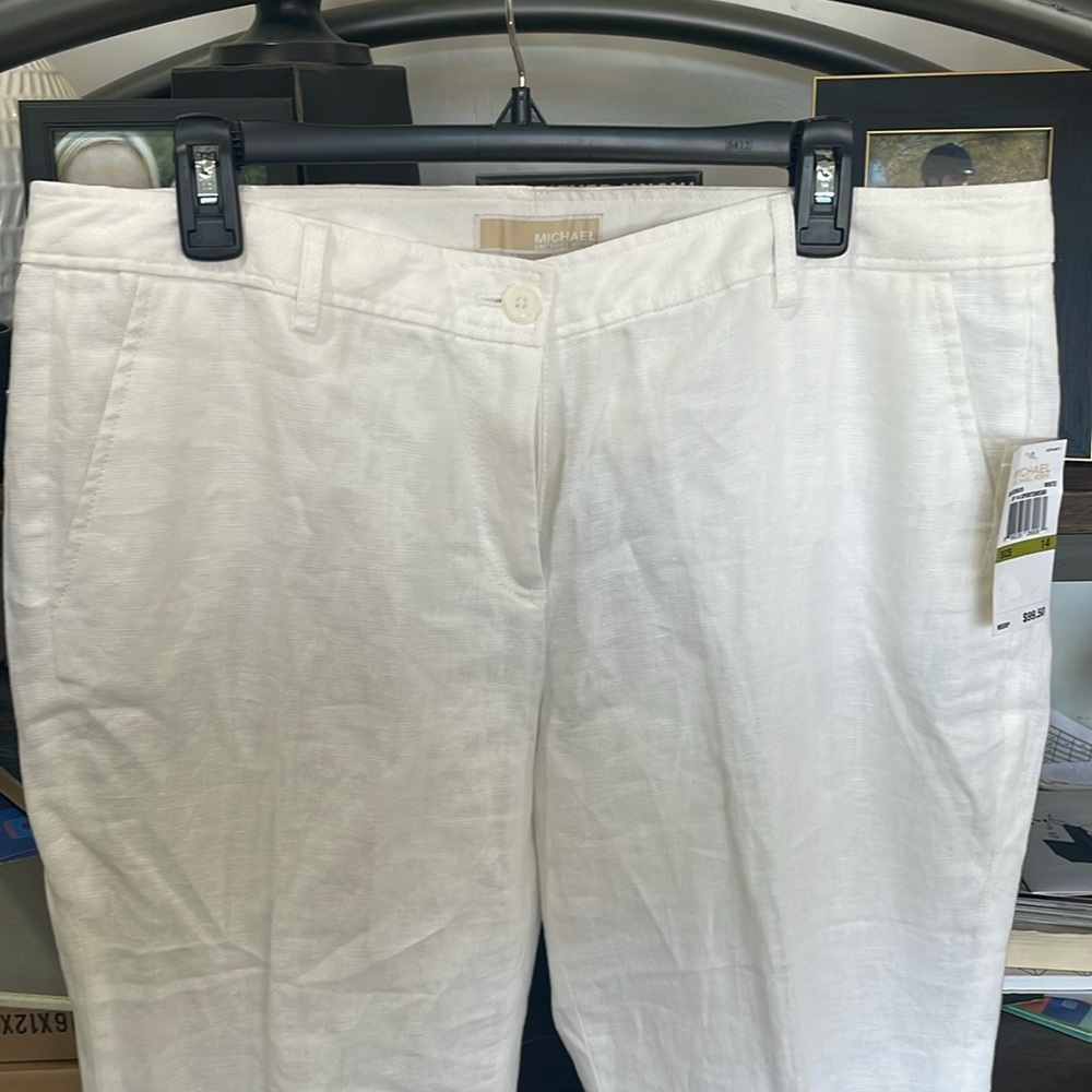 NWT- White Linen Pants. Size 14